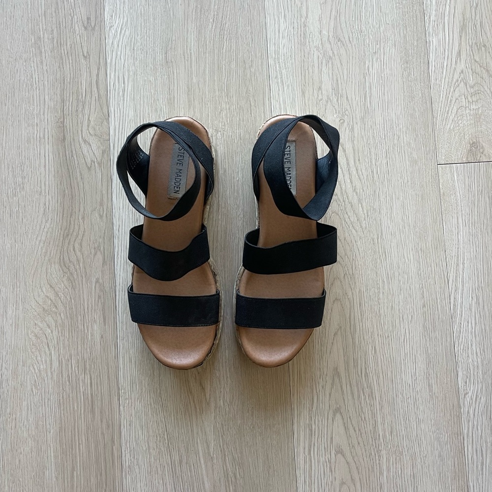 Steve Madden Bandi Elastic Cork Platform Wedges